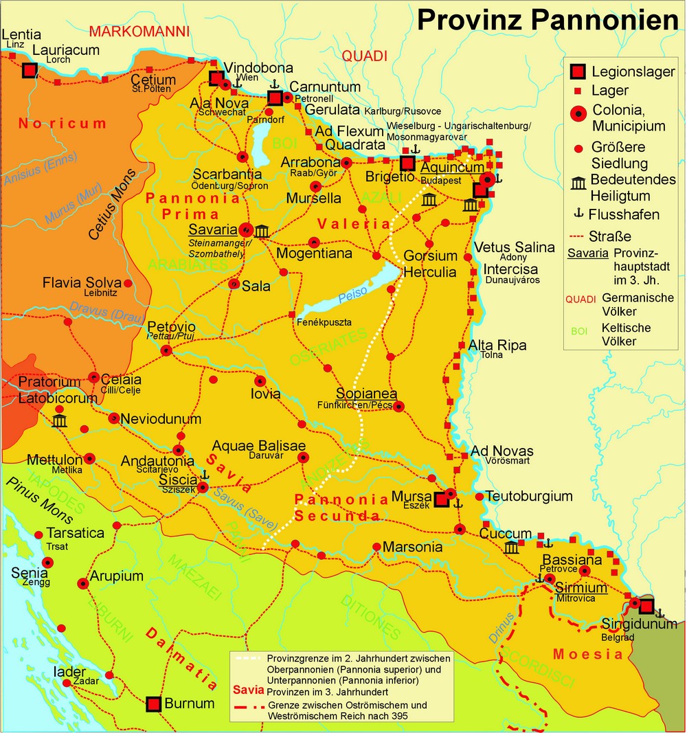 Karte der Provinz Pannonien