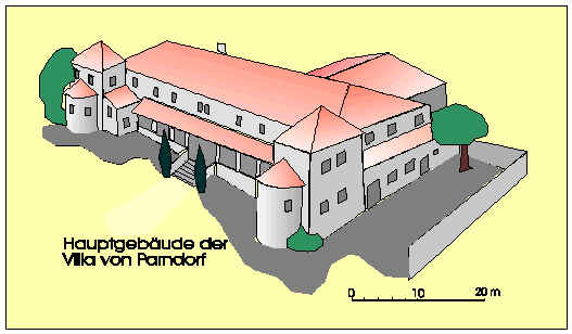 Grafische Rekonstruktion der Villa von Bruckneudorf-Parndorf