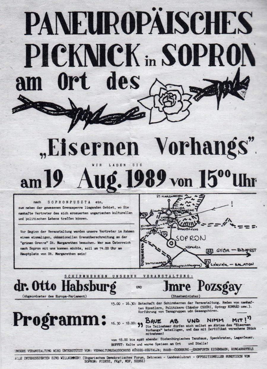 Flugzettel-Ankündigung des Paneuropäischen Picknicks